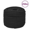 vidaXL Boat Rope Full Black 0.55 " 820.2 ' Polypropylene