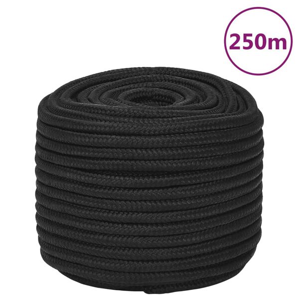 vidaXL Boat Rope Full Black 0.55 " 820.2 ' Polypropylene