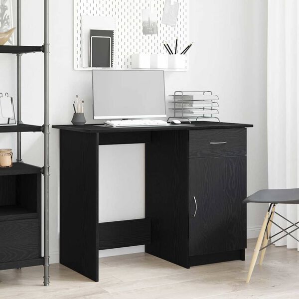 vidaXL Desk Black oak 100 x 50 x 76 cm Engineered wood