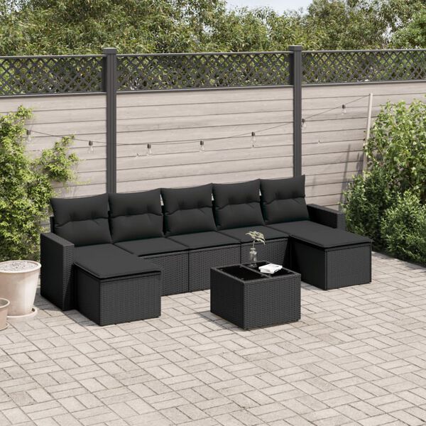 vidaXL Garden Sofa Set Black