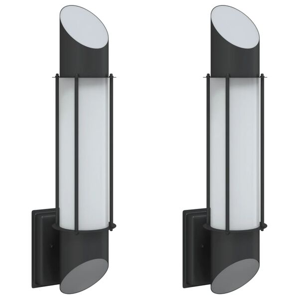 vidaXL Outdoor Wall Light Set of 2 Black Stainless steel, Polycarbonate