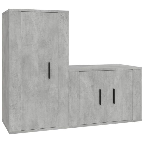 vidaXL TV Cabinet Set Set of 2 Concrete Grey Engineered Wood Medium