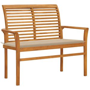 vidaXL Garden Bench Beige Solid Teak wood 44.1 in Durable Garden Bench