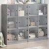 vidaXL Bookcase Concrete Gray Engineered Wood, Glass Medium Bookcase