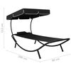vidaXL Patio Lounge Bed with Canopy & Pillow Black