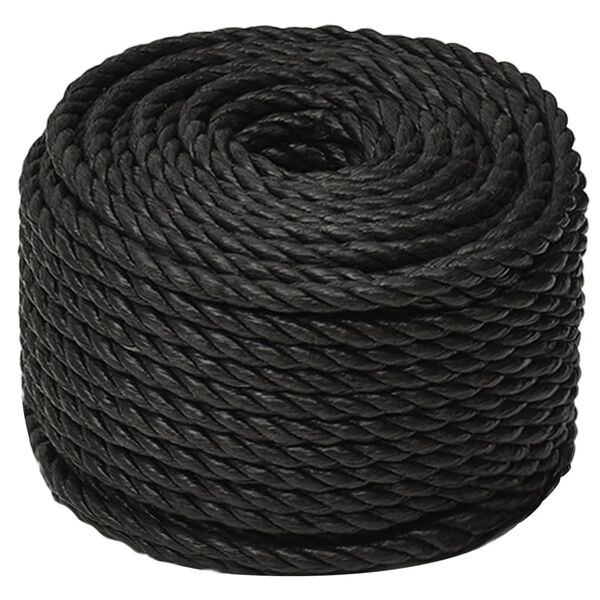 vidaXL Work Rope Black 0.63 " 820.2 ' Polypropylene