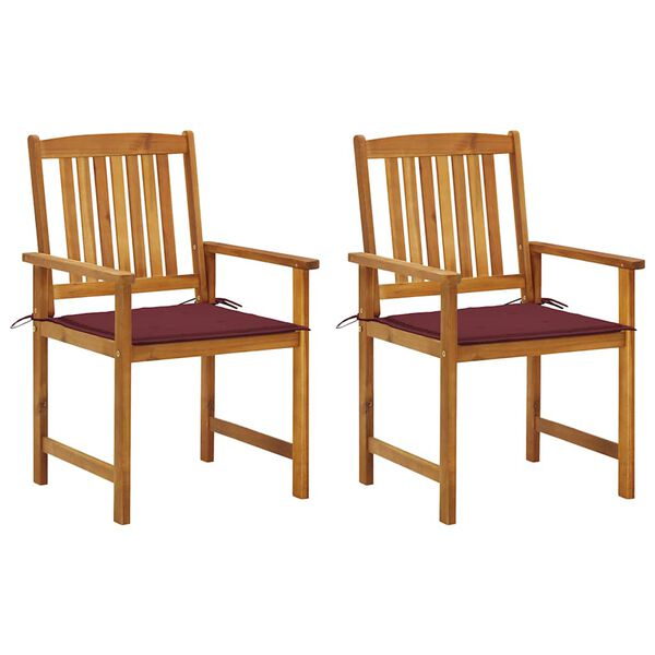 vidaXL Patio Chairs with Cushions 2 pcs Solid Acacia Wood