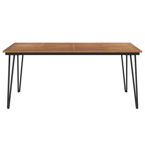 vidaXL Garden Table Brown, Black Solid Acacia Wood, Powder-Coated Metal