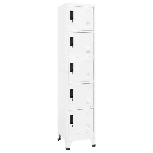vidaXL Locker Cabinet White Steel Tall Modern Locker Cabinet