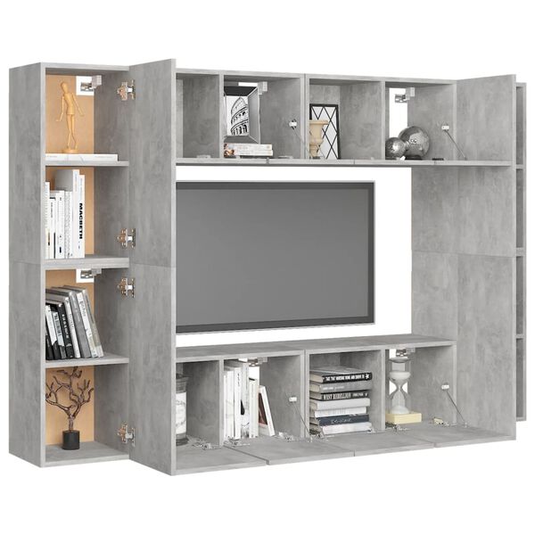 vidaXL 8 Piece TV Stand Set Concrete Gray Engineered Wood