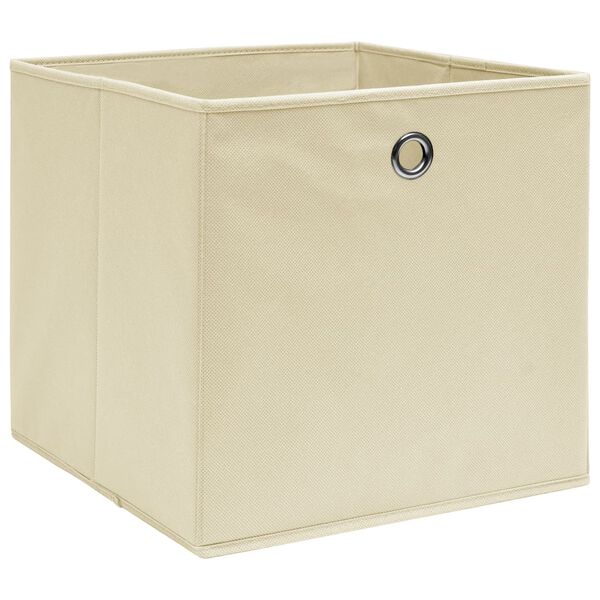 vidaXL Storage Boxes 10 pcs Cream 12.6"x12.6"x12.6" Fabric