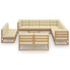 vidaXL Garden Lounge Set Honey brown and cream Solid pine wood and polyester
