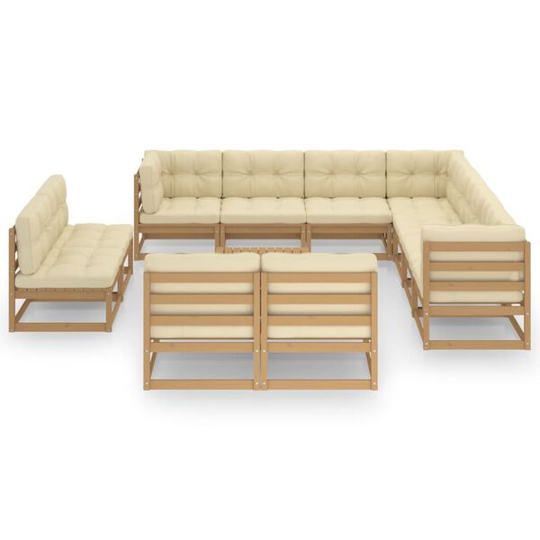 vidaXL Garden Lounge Set Honey brown and cream Solid pine wood and polyester