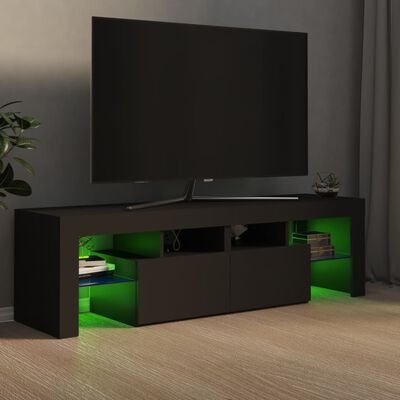 vidaXL TV Cabinet with LED Lights Gray 55.1"x14.4"x15.7"