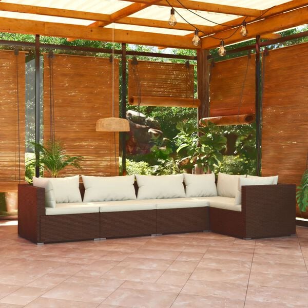vidaXL Garden Lounge Set Brown PE rattan Large Modular