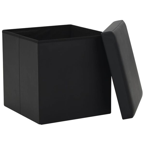 vidaXL Storage Stool Black Faux leather, MDF, Foam Medium Foldable