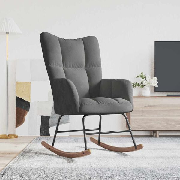 vidaXL Rocking Chair Dark Gray Velvet