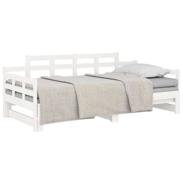 vidaXL Day Bed White Solid Pine Wood 2x Convertible Day Bed
