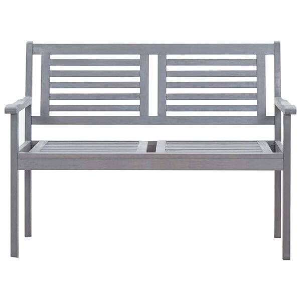 vidaXL Bench Grey Eucalyptus wood Medium Ergonomic Garden Bench