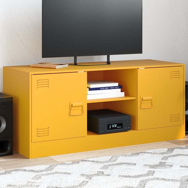 vidaXL TV Cabinet Mustard Yellow Cold-Rolled Steel Medium TV Cabinet