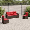 vidaXL 5 Piece Patio Sofa Set with Cushions Brown Poly Rattan