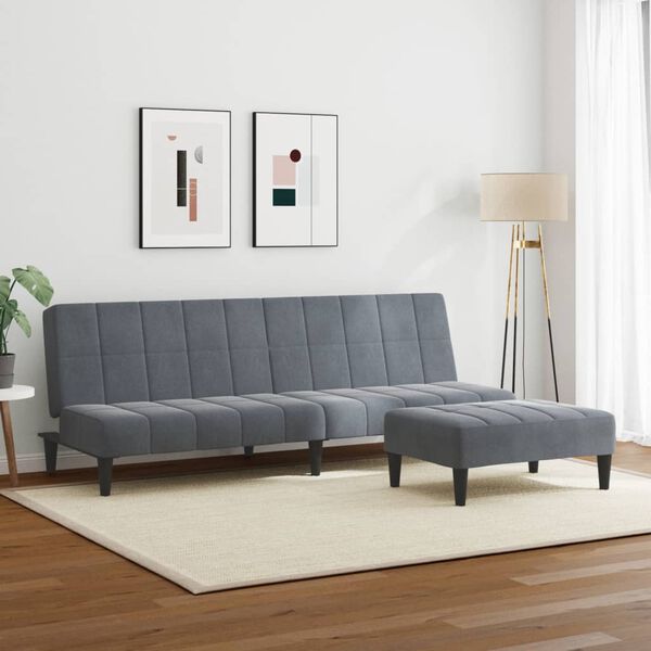vidaXL Sofa Bed Dark grey Velvet, wood, foam, plastic Two-seater