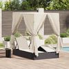 vidaXL Double Sun Lounger with Roof Black 205 x 129 x 200 cm PE rattan