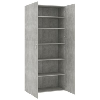 vidaXL Shoe Cabinet Concrete Gray 31.5"x14"x70.9" Engineered Wood