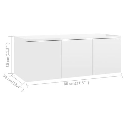 vidaXL TV Stand High Gloss White 31.5"x13.4"x11.8" Engineered Wood
