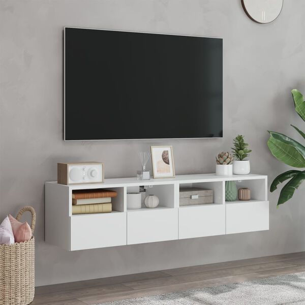 vidaXL TV Wall Cabinet Set of 2 White Engineered wood Medium