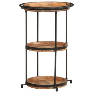vidaXL Side Table Brown and black Solid acacia wood, iron Medium