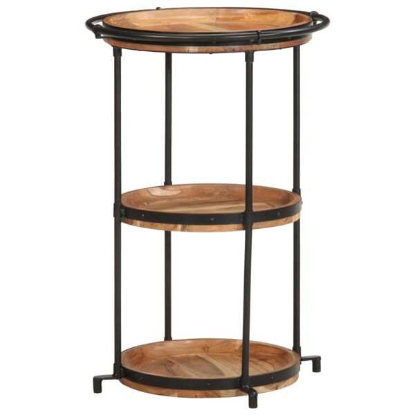 vidaXL Side Table Brown and black Solid acacia wood, iron Medium