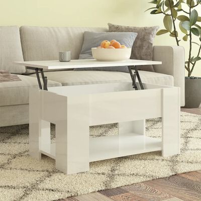 vidaXL Coffee Table High Gloss White 31.1"x19.3"x16.1" Engineered Wood
