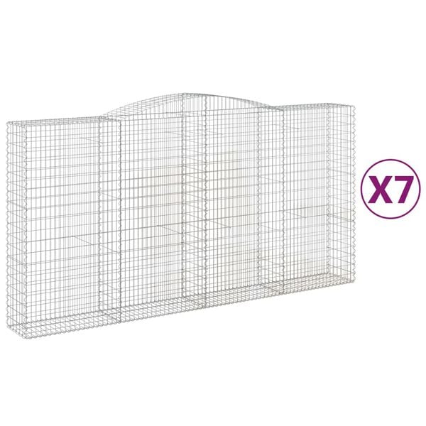 vidaXL Gabion Basket Set of 7 Silver Galvanized iron Large