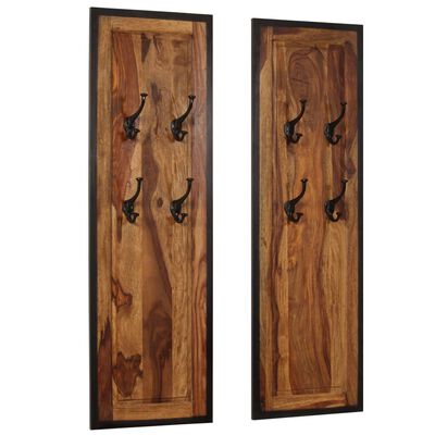 vidaXL Coat Racks 2 pcs Solid Sheesham Wood