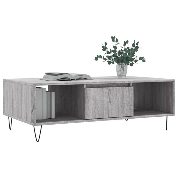 vidaXL Coffee Table Gray Sonoma Engineered wood, Iron Medium