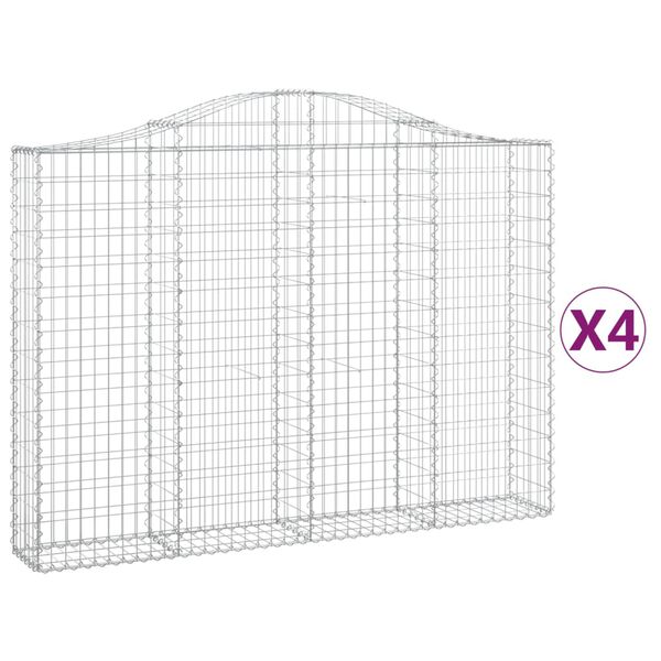 vidaXL Arched Gabion Baskets 4 pcs 78.7x11.8x140/160" Galvanised Iron