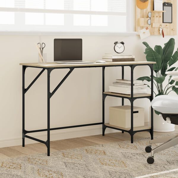 vidaXL Desk Sonoma oak Engineered wood, Metal Medium Adjustable Feet