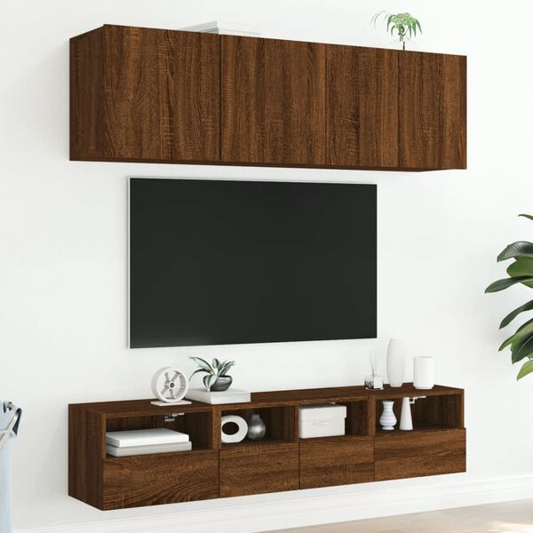 vidaXL TV Wall Unit Brown Oak Engineered wood Medium TV Wall Unit