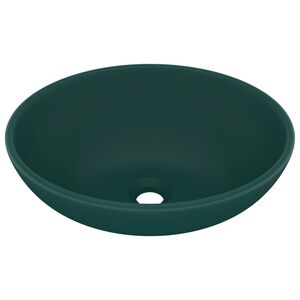 vidaXL Luxury Basin Oval-shaped Matt Dark Green 15.7x13.0" Ceramic