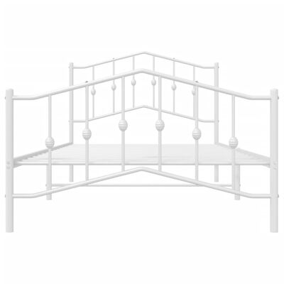 vidaXL Metal Bed Frame with Headboard and Footboard White 39.4"x78.7"