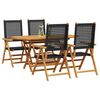 vidaXL Garden Dining Set 5 pcs Black Solid acacia wood and poly rattan