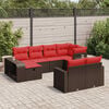 vidaXL 10 Piece Patio Sofa Set with Cushions Brown Poly Rattan