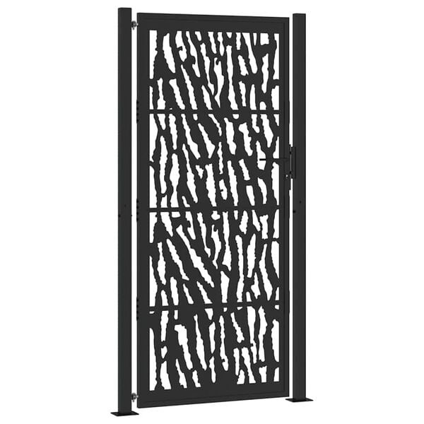 vidaXL Garden Gate Black 39.4x78.7" Steel Trace  Design