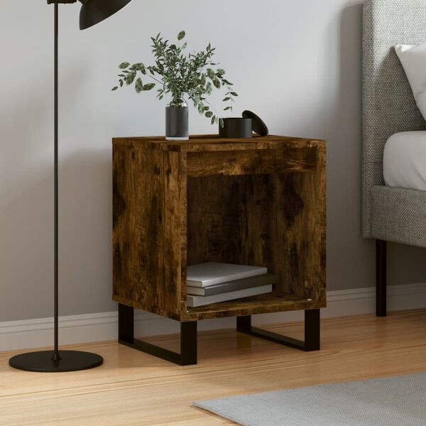 vidaXL Nightstand Smoked Oak Engineered wood Medium-sized Nightstand