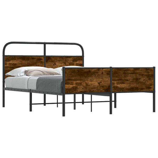 vidaXL Bed Frame Sonoma oak Steel, engineered wood Double Bed Frame