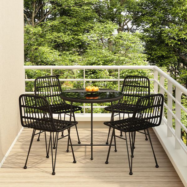 vidaXL Garden Dining Set Black Steel Medium Durable Garden Dining Set