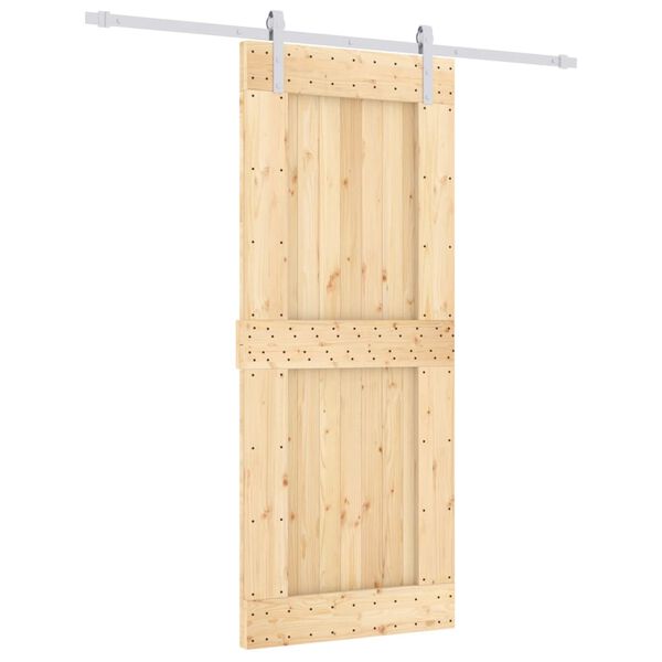 vidaXL Sliding Door with Hardware Set 33.5x82.7" Solid Wood Pine