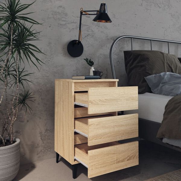 vidaXL Bed Cabinet Sonoma oak Engineered wood, metal Standard