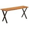 vidaXL Bench Natural wood, Black Solid acacia wood, Powder-coated steel